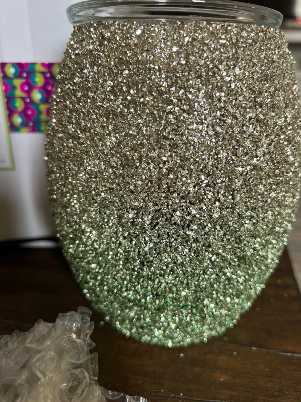 Scentsy Warmer Green and Silver Glitter Ombre